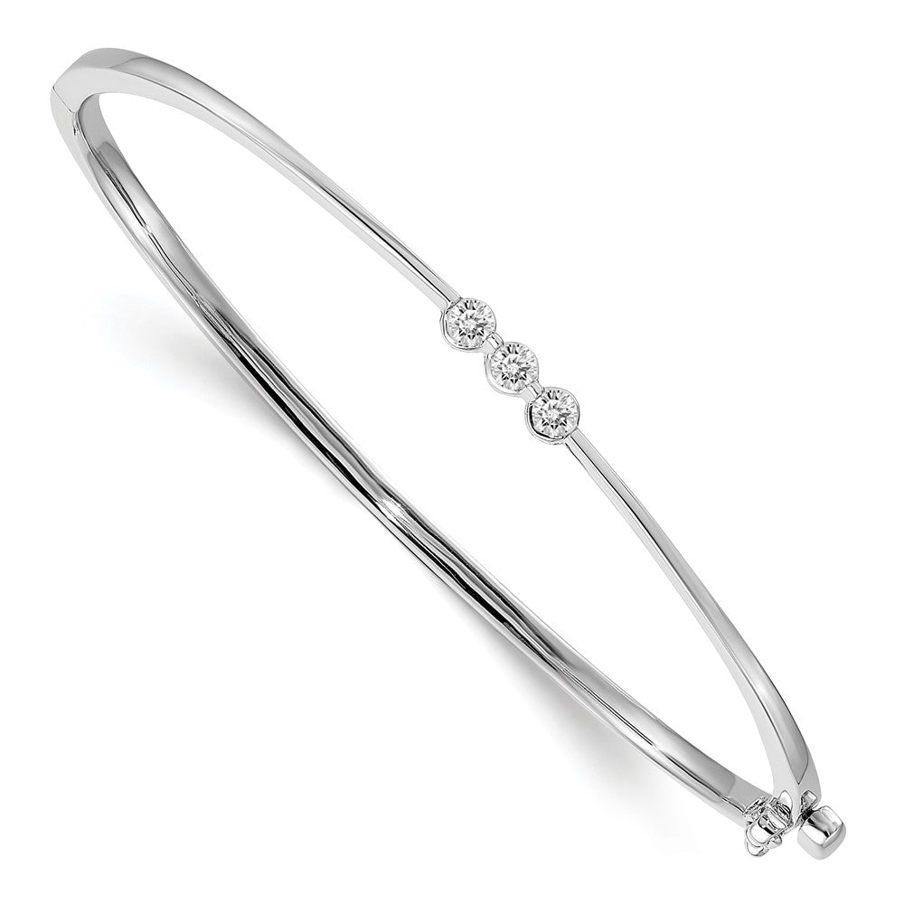 14K Weißgold Komplett 3 Stein 1/5 Karat A Diamant Klappbar Oval Armreif Armband
