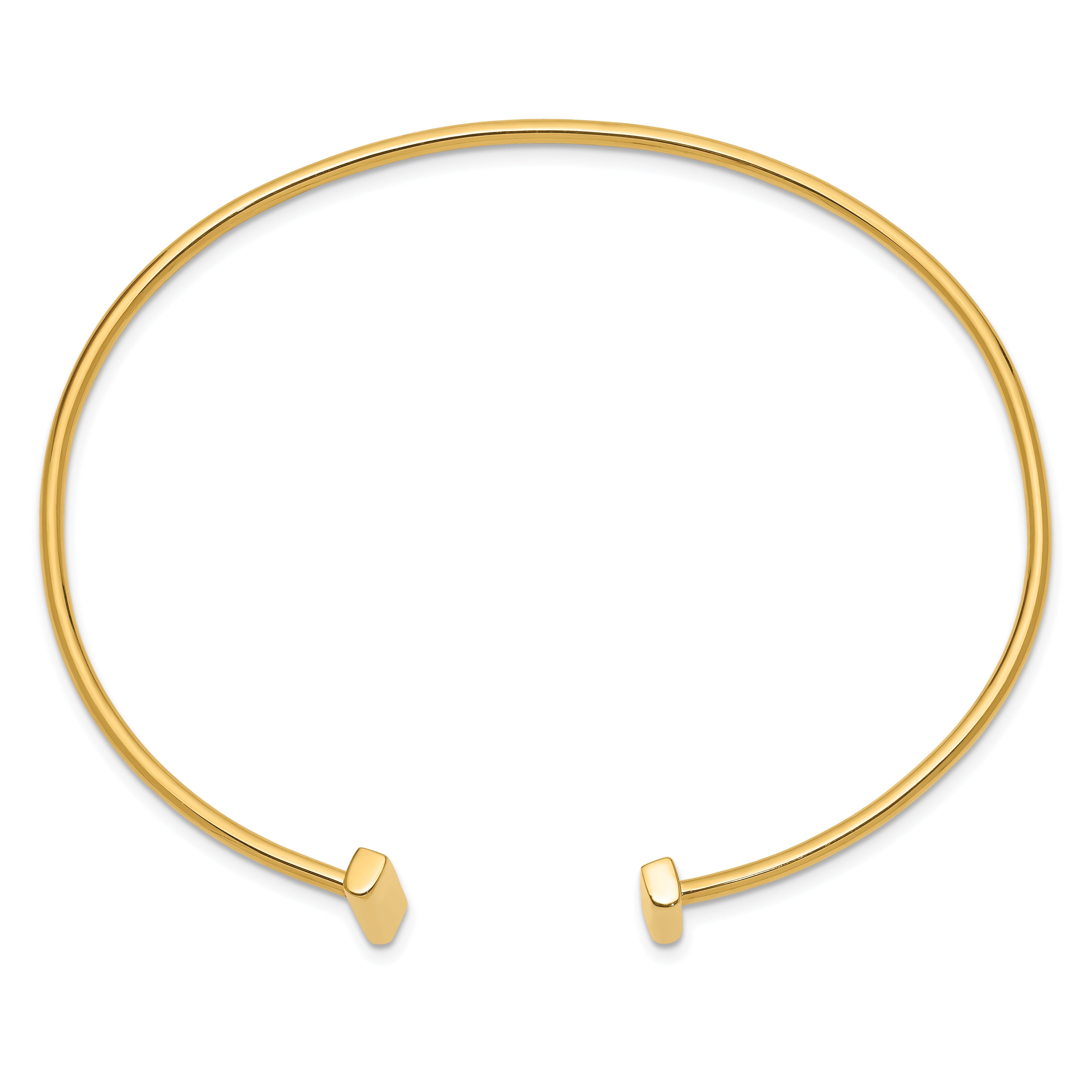 14K Gelbgold Poliert Stab Manschette 2.00mm Flexibel Oval Armreif Armband
