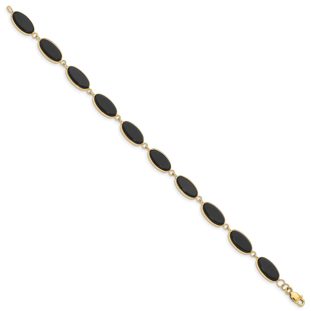 14K Gelbgold Poliert 12x7mm Onyx Armband