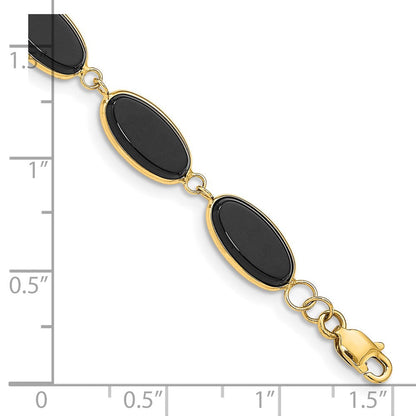 14K Gelbgold Poliert 12x7mm Onyx Armband