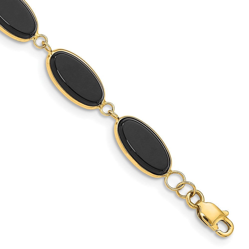 14K Gelbgold Poliert 12x7mm Onyx Armband