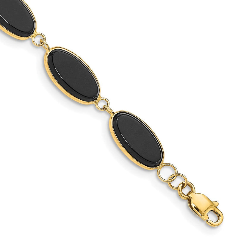 14K Gelbgold Poliert 12x7mm Onyx Armband