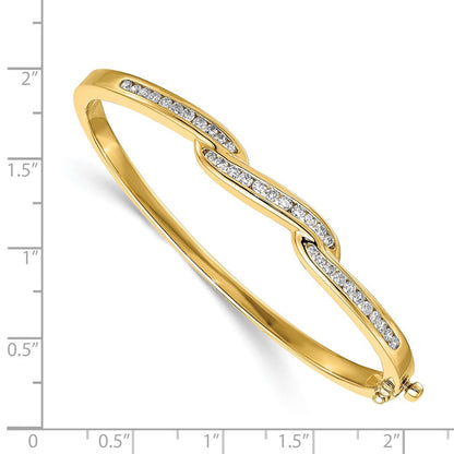 14K Gelbgold Komplett 1 Karat Aaa Diamant Klappbar Oval Armreif Armband