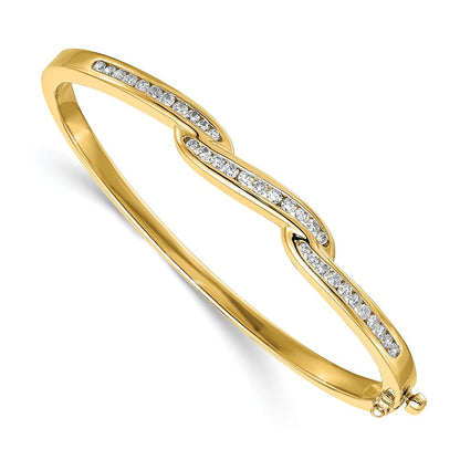 14K Gelbgold Komplett 1 Karat Vs Diamant Klappbar Oval Armreif Armband