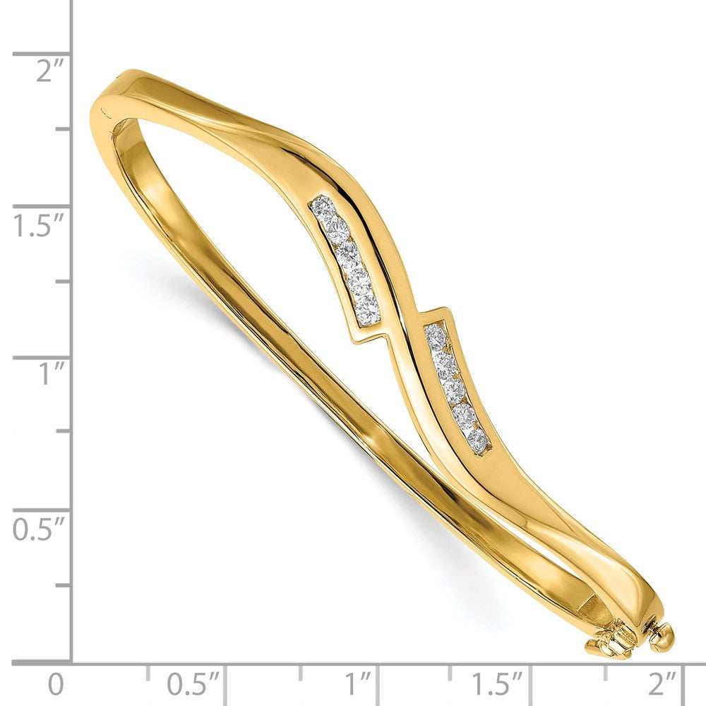 14K Gelbgold Komplett 3/8 Karat Vs Diamant Klappbar Oval Armreif Armband