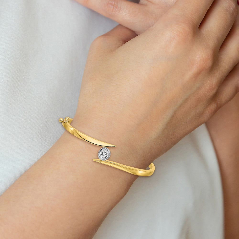 14K Bicolor Komplett 1/4 Karat Vs Diamant Klappbar Oval Armreif Armband