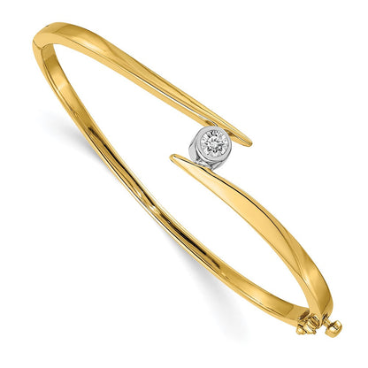 14K Bicolor Komplett 1/3 Karat Aaa Diamant Klappbar Oval Armreif Armband