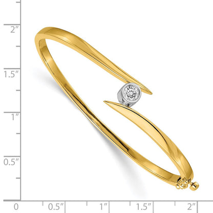 14K Bicolor Komplett 3/8 Karat Aa Diamant Klappbar Oval Armreif Armband