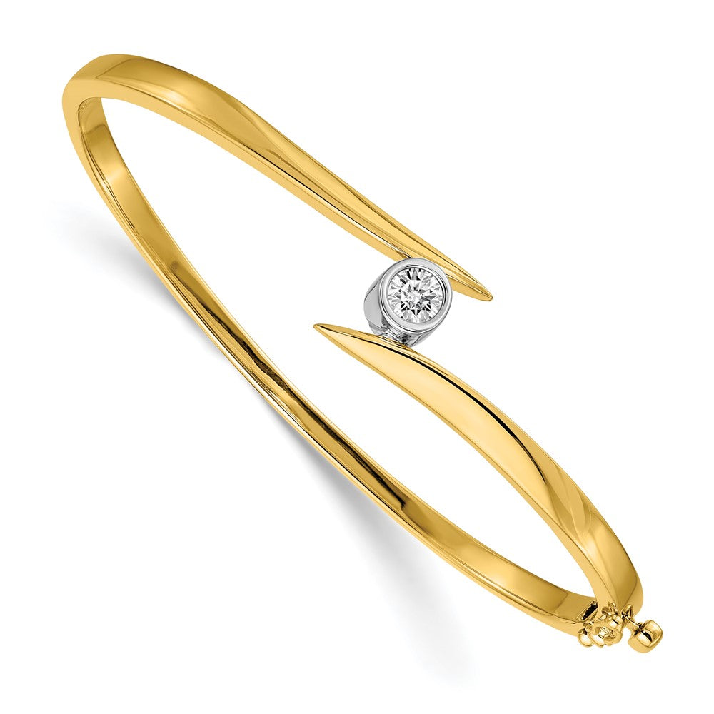 14K Bicolor Komplett 3/8 Karat Aa Diamant Klappbar Oval Armreif Armband
