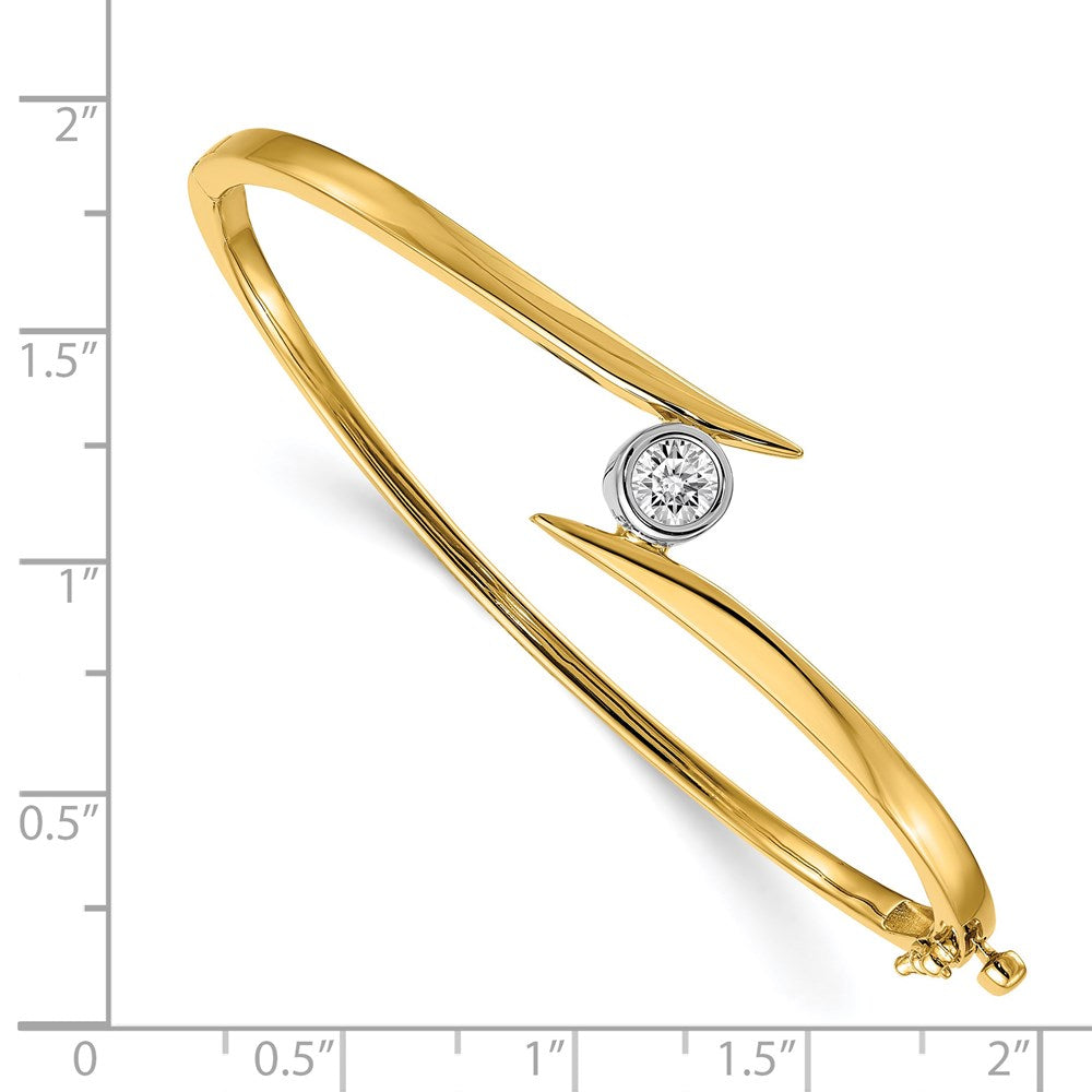 14K Bicolor Komplett 1/2 Karat Aaa Diamant Klappbar Oval Armreif Armband