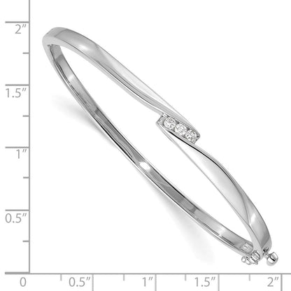 14K Weißgold Komplett 3 Stein 1/8 Karat Aa Diamant Klappbar Oval Armreif Armband