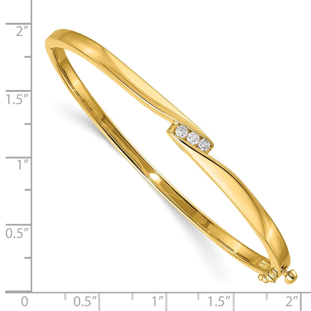 14K Gelbgold Komplett 3 Stein 1/8 Karat Vs Diamant Klappbar Oval Armreif Armband