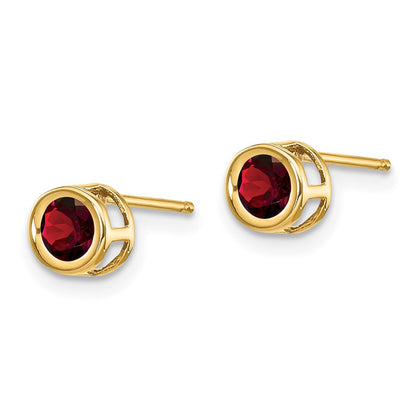 14K Gelbgold 4mm Oval Zargenfassung January/garnet Ohrstecker