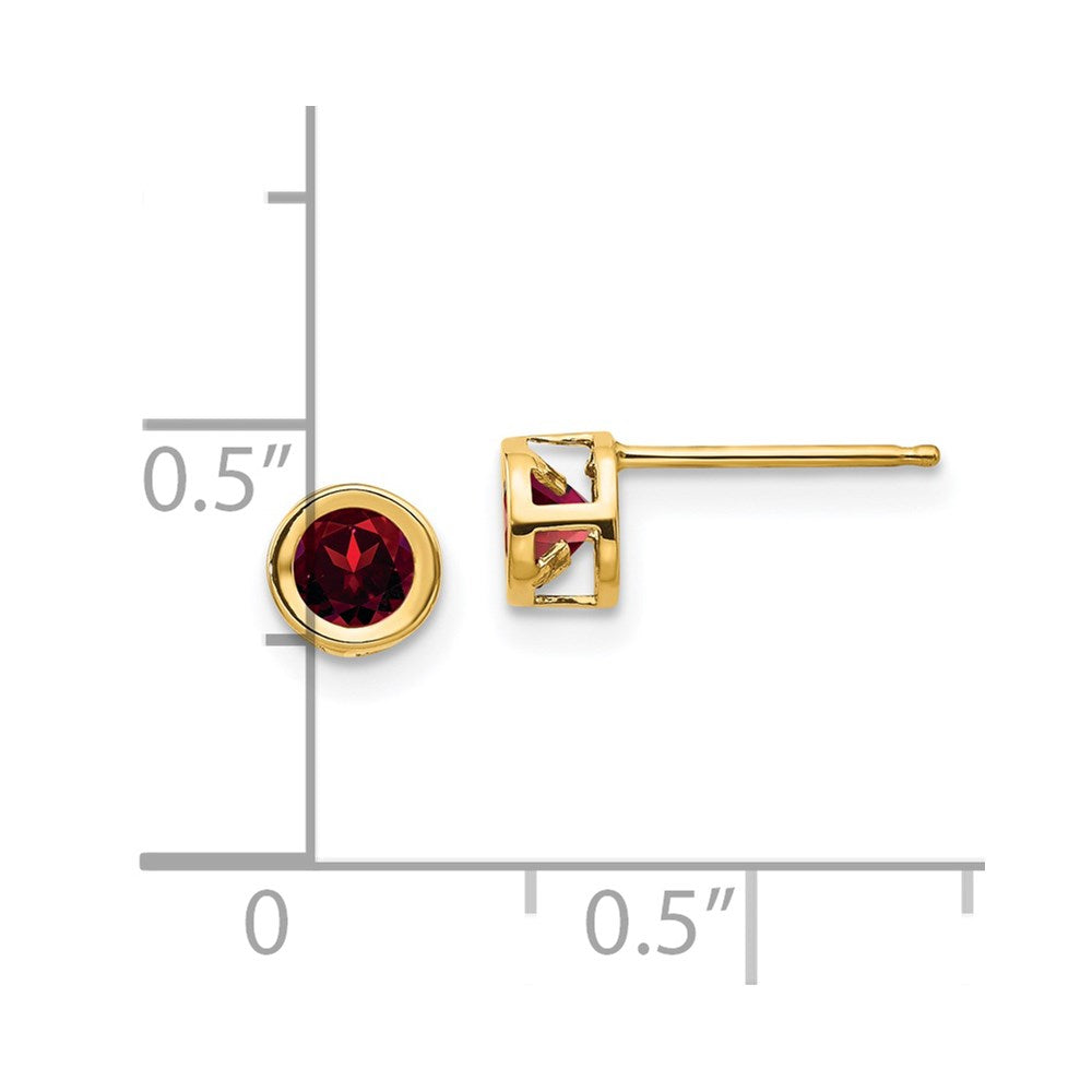 14K Gelbgold 4mm Oval Zargenfassung January/garnet Ohrstecker