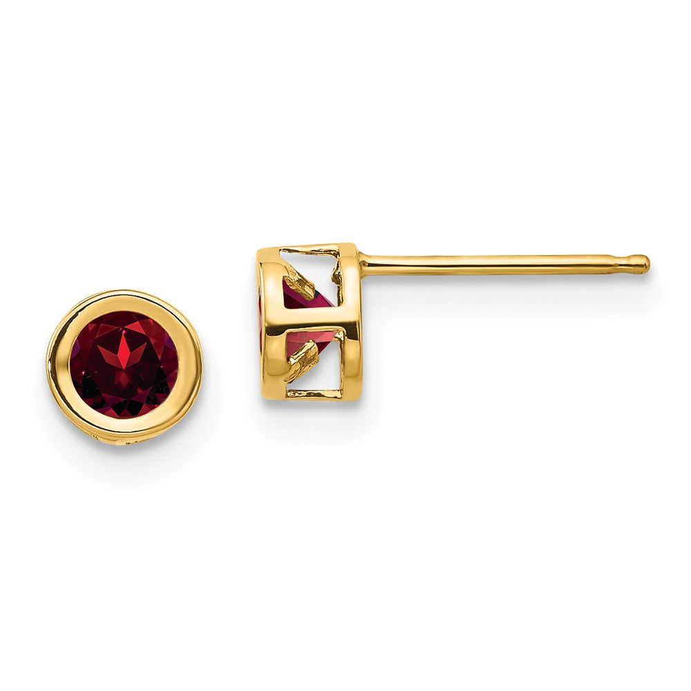 14K Gelbgold 4mm Oval Zargenfassung January/garnet Ohrstecker