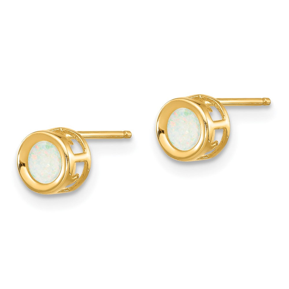 14K Gelbgold 4mm Rund Zargenfassung October/opal Ohrstecker