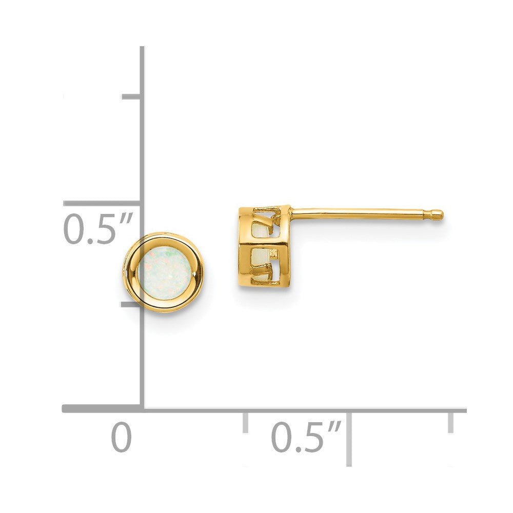 14K Gelbgold 4mm Rund Zargenfassung October/opal Ohrstecker