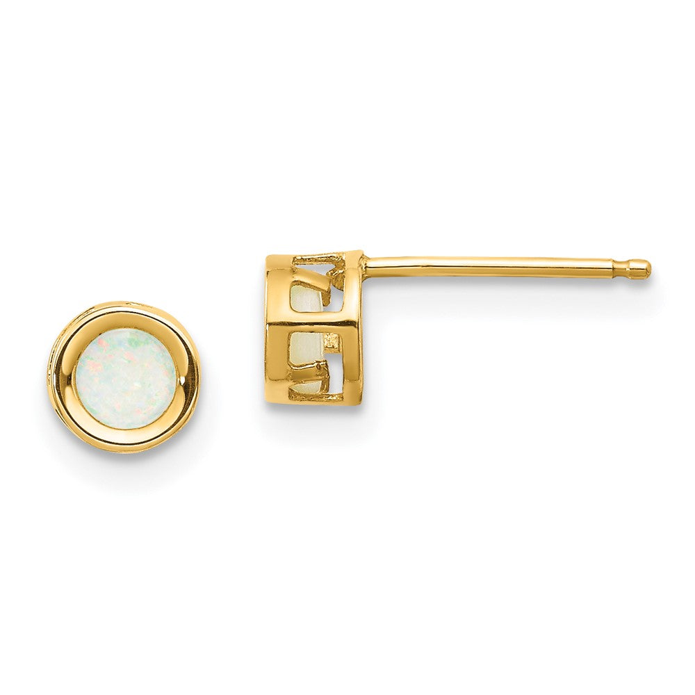 14K Gelbgold 4mm Rund Zargenfassung October/opal Ohrstecker