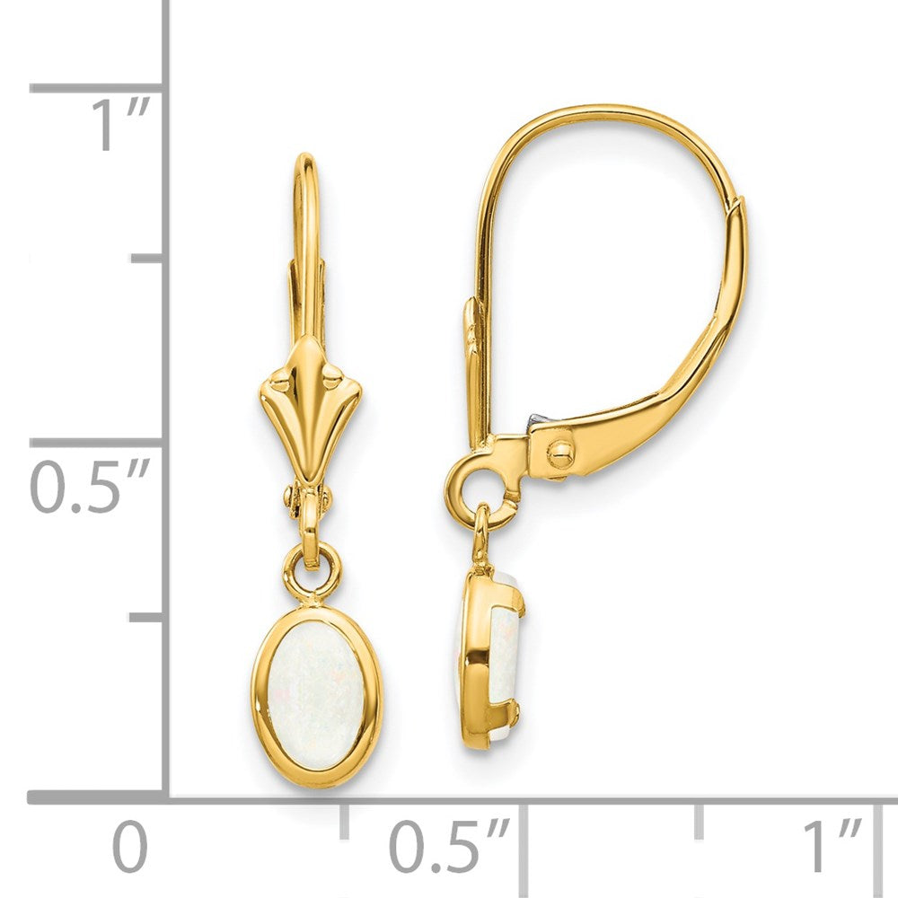 14K 6x4 mm Oval Lünette Oktober/Opal Ohrhänger mit Klappverschluss