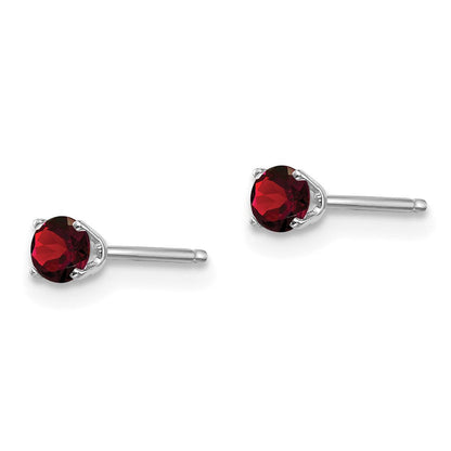 14K Weißgold 3mm Granat Ohrstecker