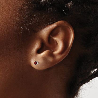 14K Weißgold 3mm Granat Ohrstecker