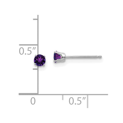 14K Weißgold 3mm Amethyst Ohrstecker