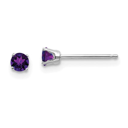 14K Weißgold 3mm Amethyst Ohrstecker
