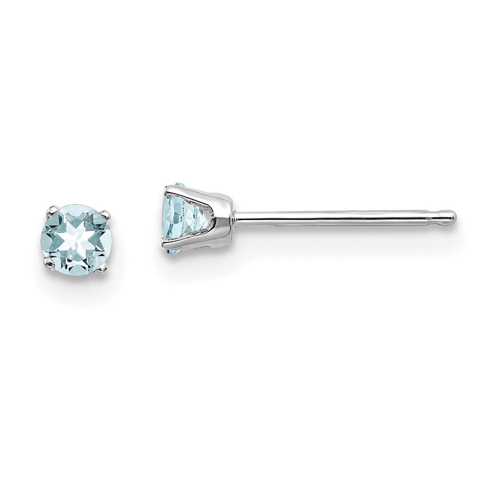 14K Weißgold 3mm Aquamarin Ohrstecker