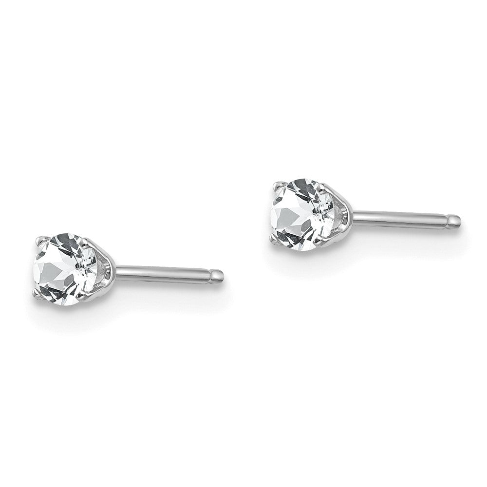 14K Weißgold 3mm Topas Ohrstecker