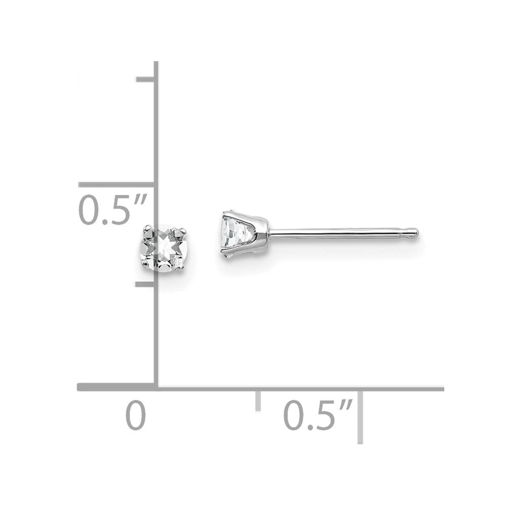 14K Weißgold 3mm Topas Ohrstecker