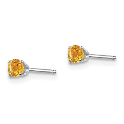 14K Weißgold 3mm Citrin Ohrstecker
