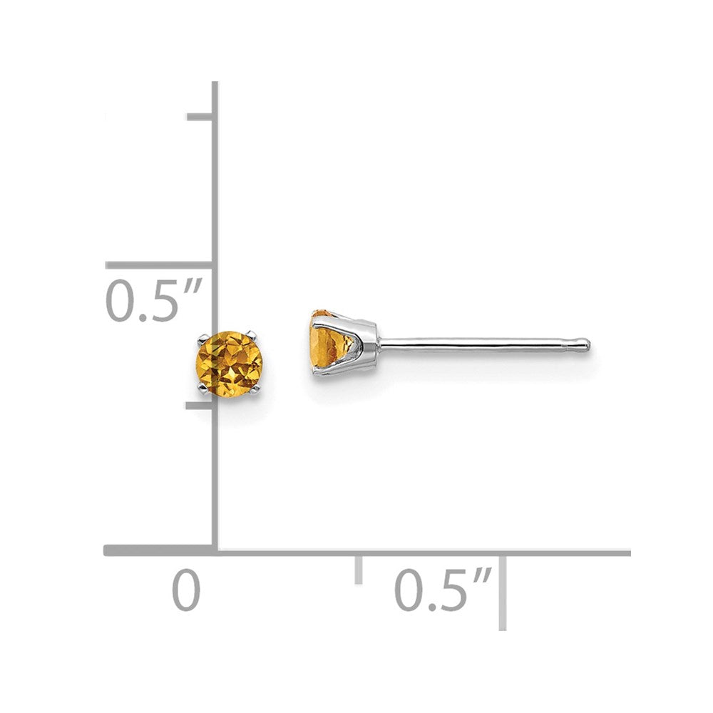 14K Weißgold 3mm Citrin Ohrstecker