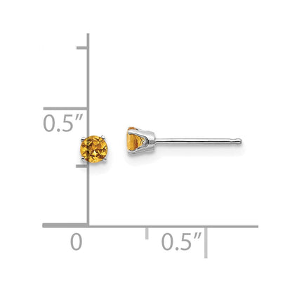 14K Weißgold 3mm Citrin Ohrstecker