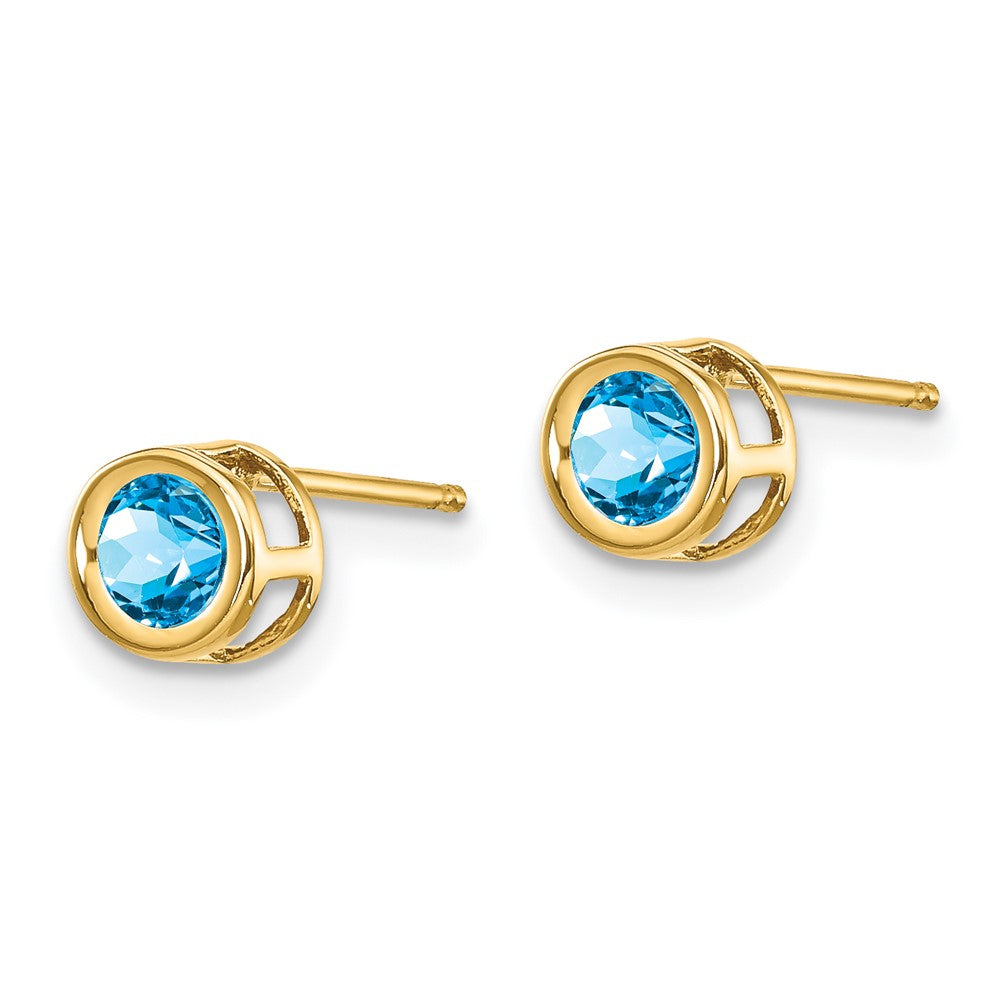 14K Gelbgold Blautopas Ohrringe December