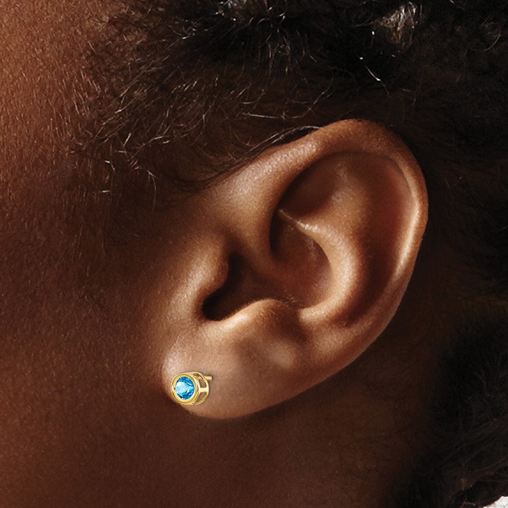 14K Gelbgold Blautopas Ohrringe December