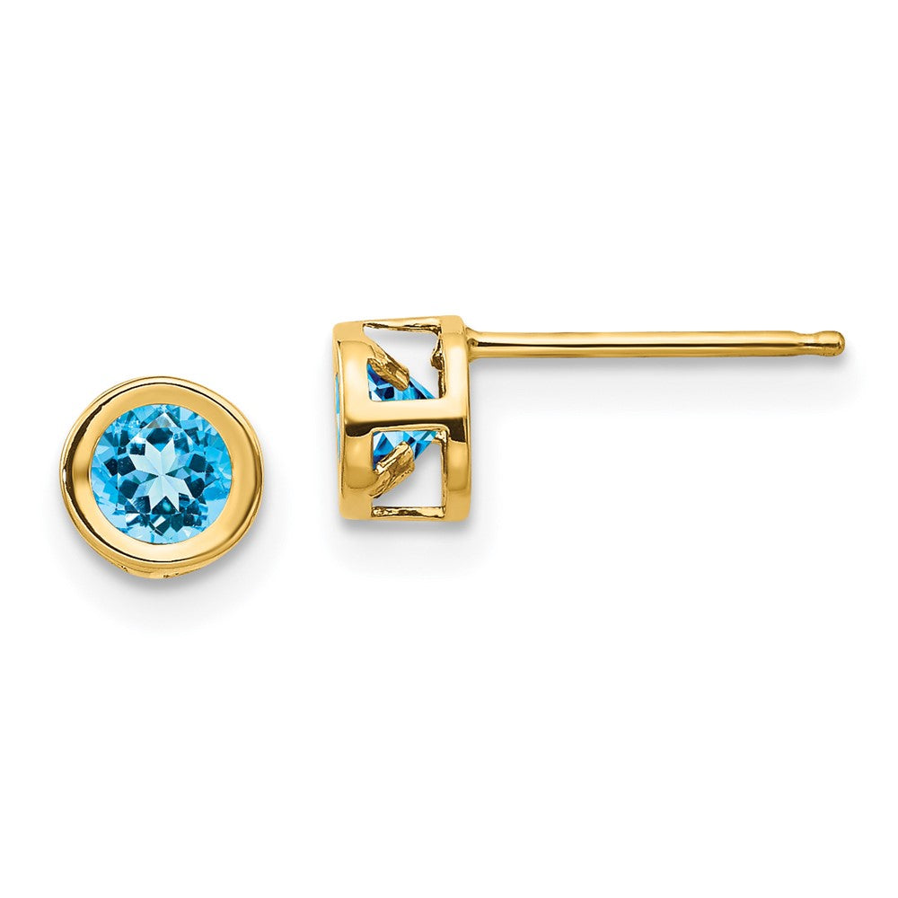 14K Gelbgold Blautopas Ohrringe December