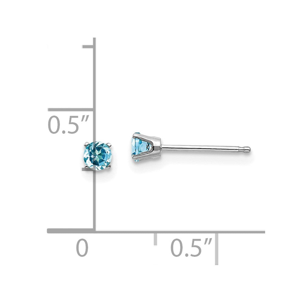 14K Weißgold 3mm Blautopas Ohrstecker