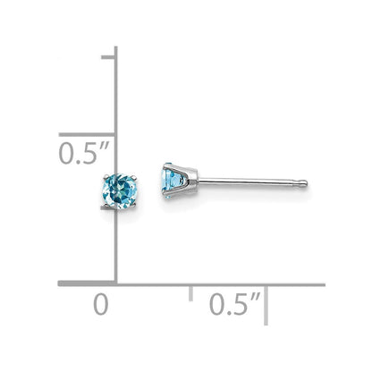 14K Weißgold 3mm Blautopas Ohrstecker