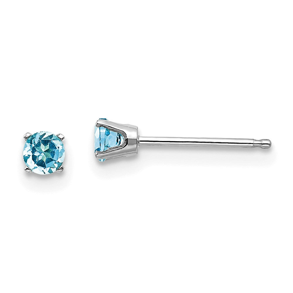 14K Weißgold 3mm Blautopas Ohrstecker