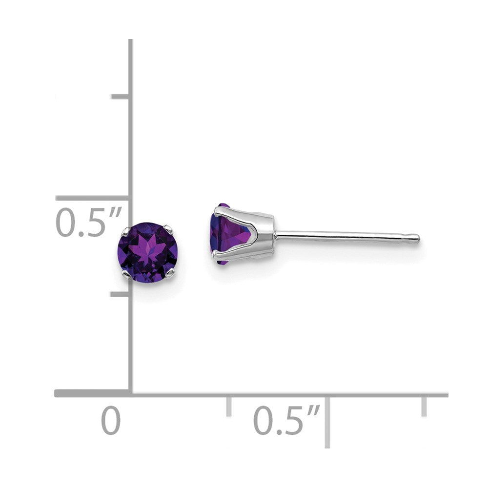 14K Weißgold 4mm Amethyst Ohrstecker