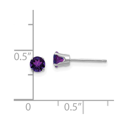 14K Weißgold 4mm Amethyst Ohrstecker