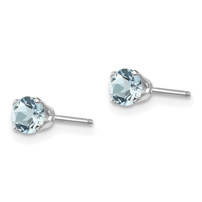14K Weißgold 4mm Aquamarin Ohrstecker