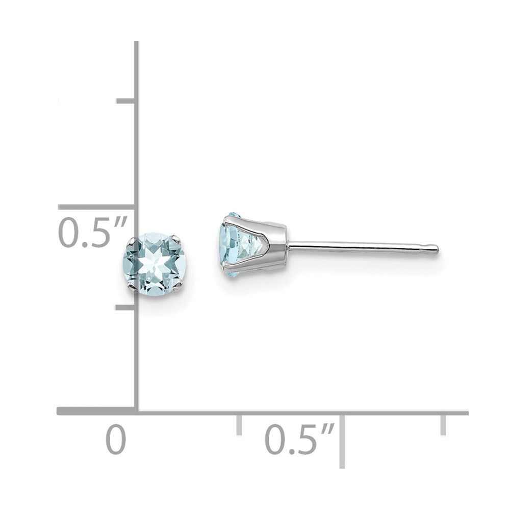 14K Weißgold 4mm Aquamarin Ohrstecker
