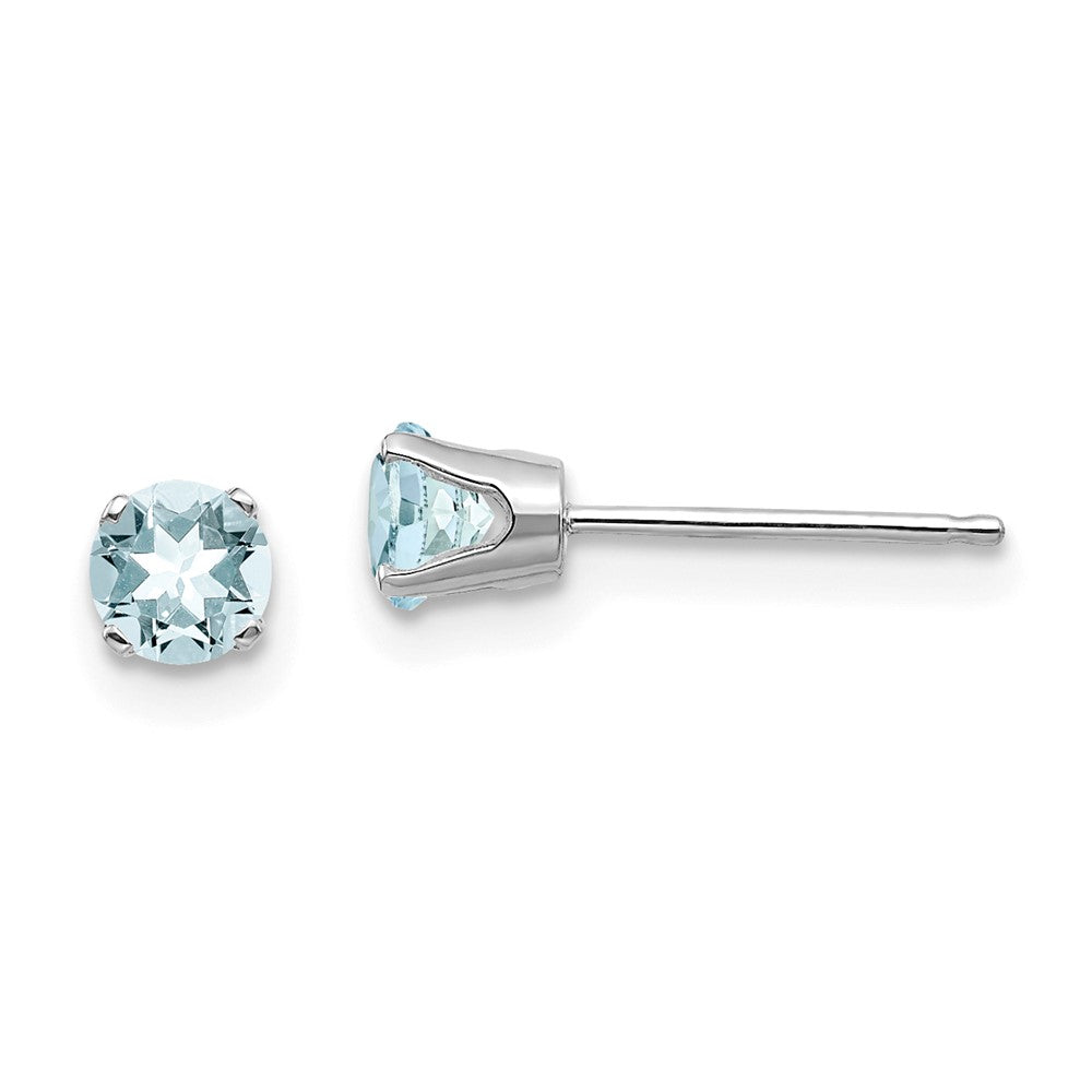 14K Weißgold 4mm Aquamarin Ohrstecker