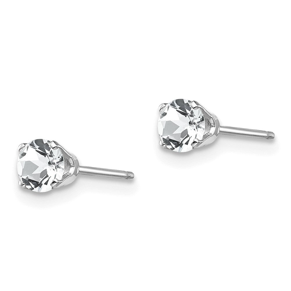 14K Weißgold 4mm Topas Ohrstecker