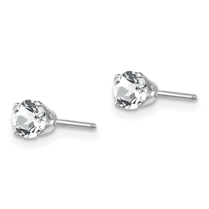 14K Weißgold 4mm Topas Ohrstecker
