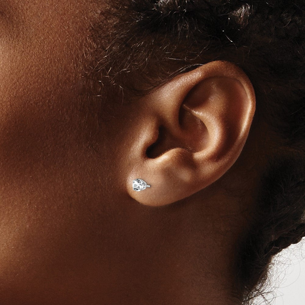 14K Weißgold 4mm Topas Ohrstecker