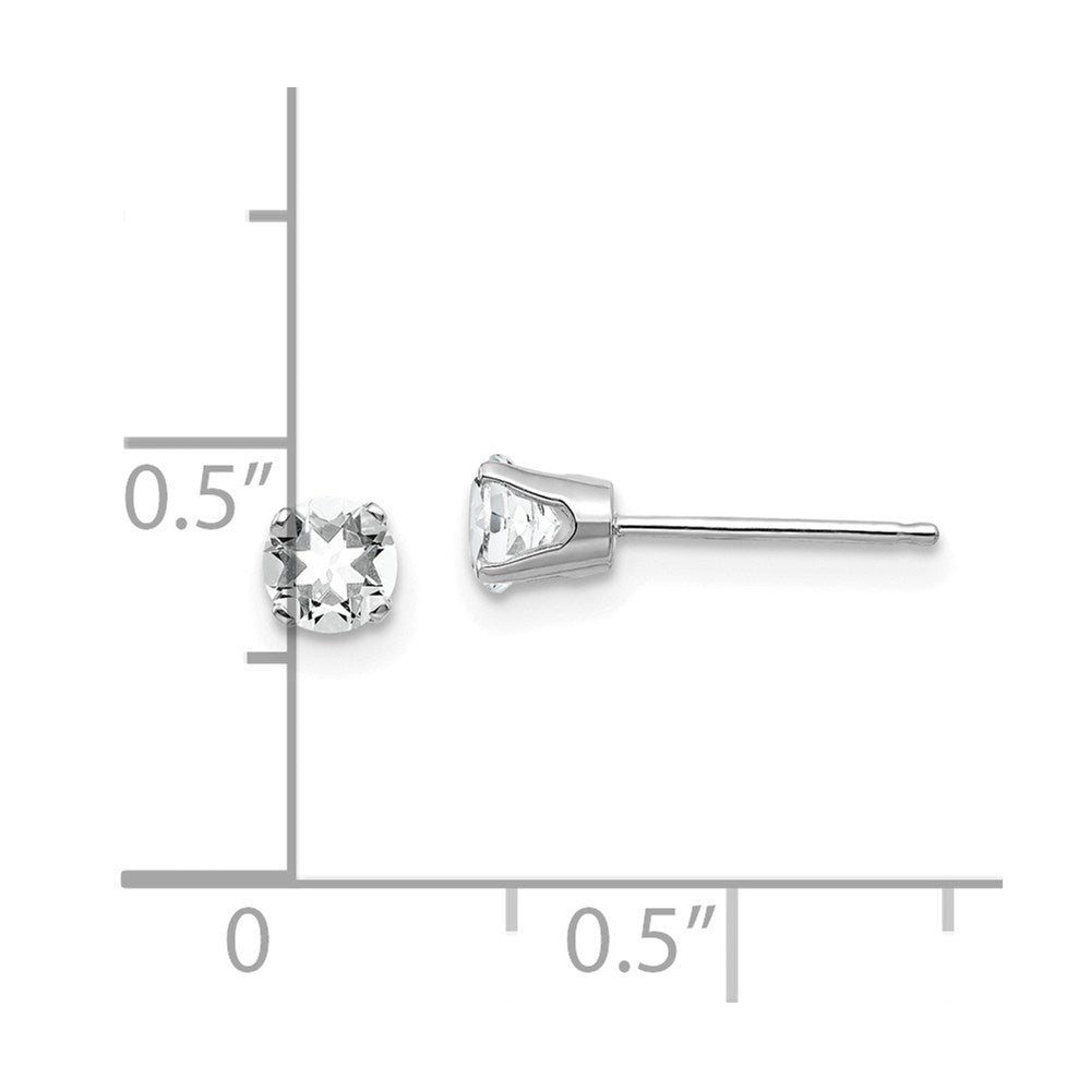 14K Weißgold 4mm Topas Ohrstecker