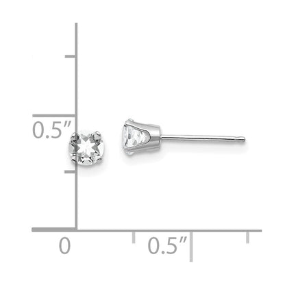 14K Weißgold 4mm Topas Ohrstecker
