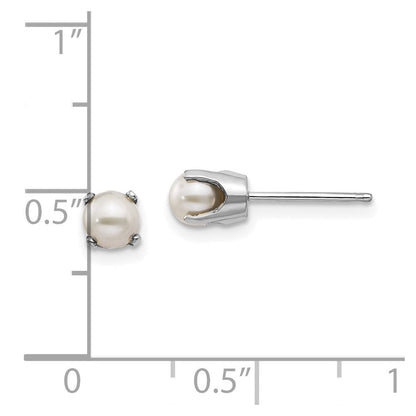 14K Weißgold 4mm Fw Zuchtperle Ohrstecker
